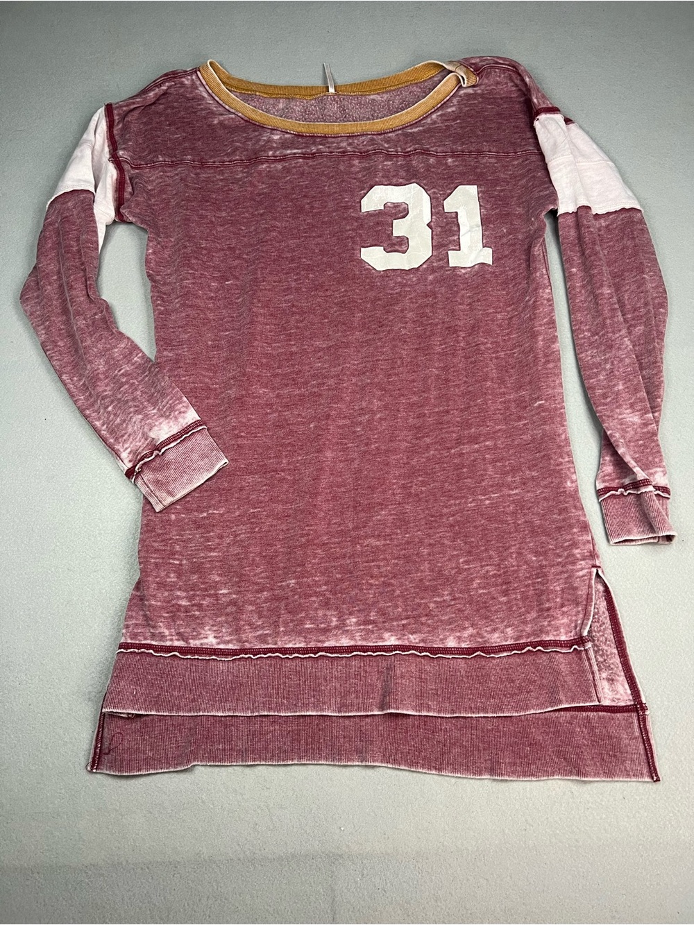 Free People jersey style long sleeve burnout oversized tunic top size small